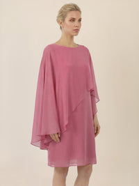 APART Fließendes Chiffonkleid mit Volantärmeln | rosé
