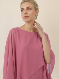 APART Fließendes Chiffonkleid mit Volantärmeln | rosé