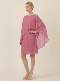 APART Fließendes Chiffonkleid mit Volantärmeln | rosé