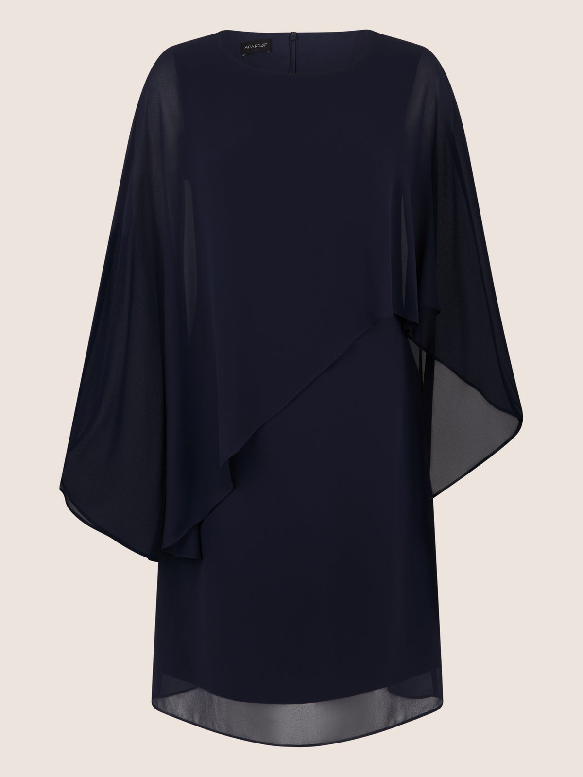 APART Fließendes Chiffonkleid mit Volantärmeln | nachtblau