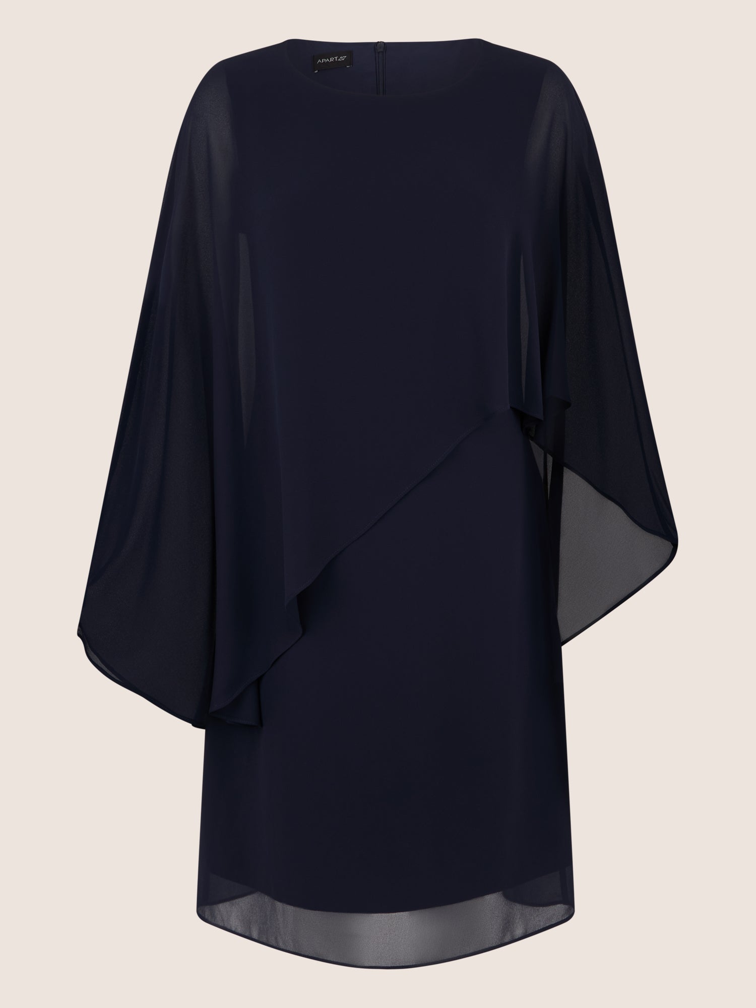 APART Fließendes Chiffonkleid mit Volantärmeln | nachtblau