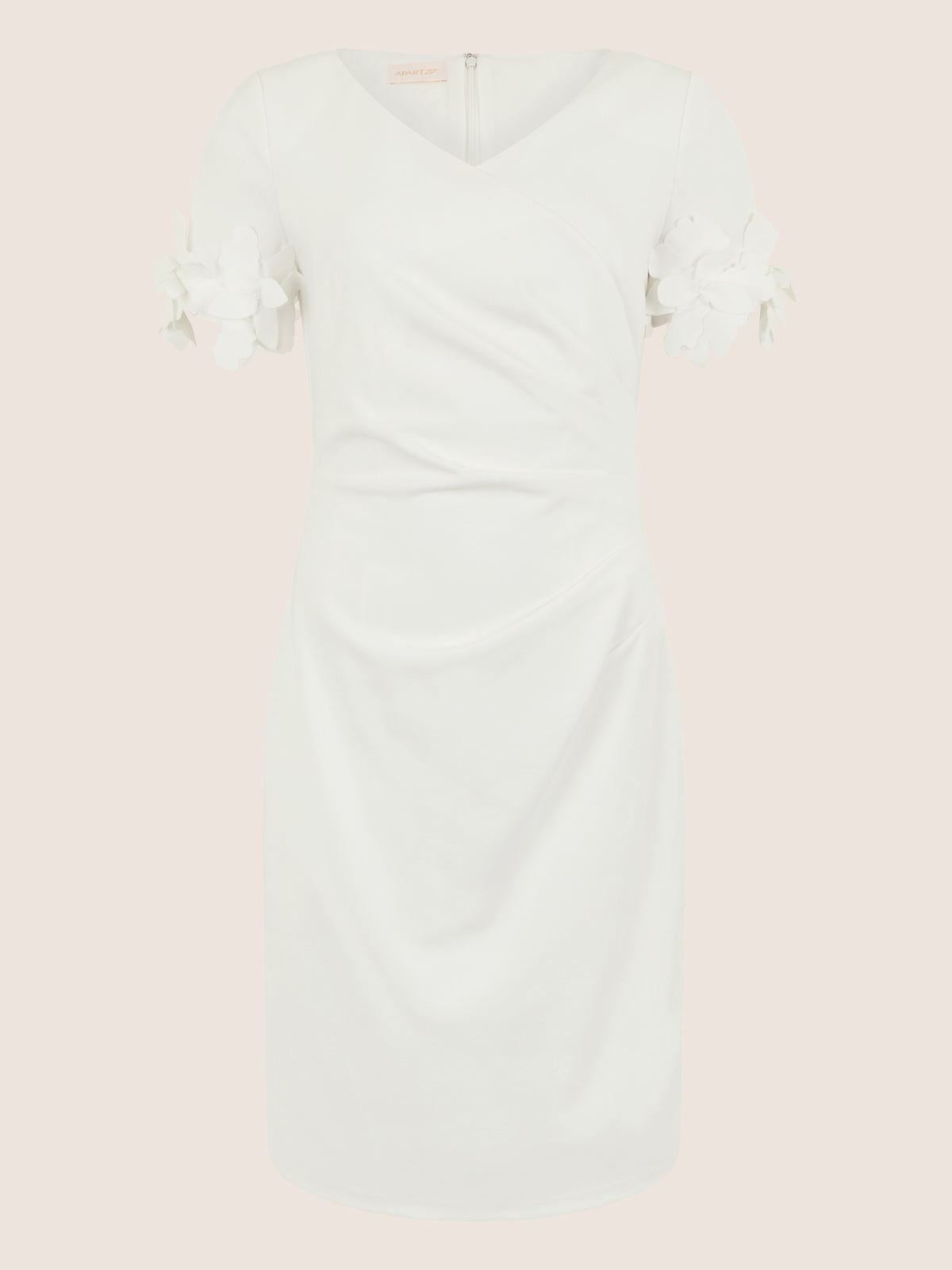 APART Elegantes Etuikleid mit floralen Ärmeldetails | creme