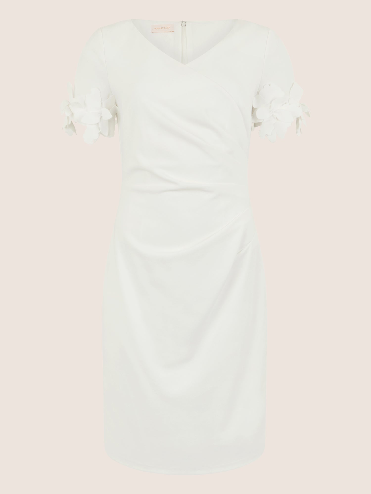 APART Elegantes Etuikleid mit floralen Ärmeldetails | creme
