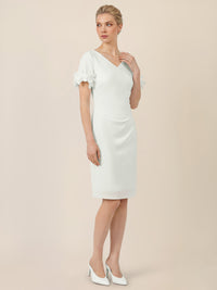 APART Elegantes Etuikleid mit floralen Ärmeldetails | creme