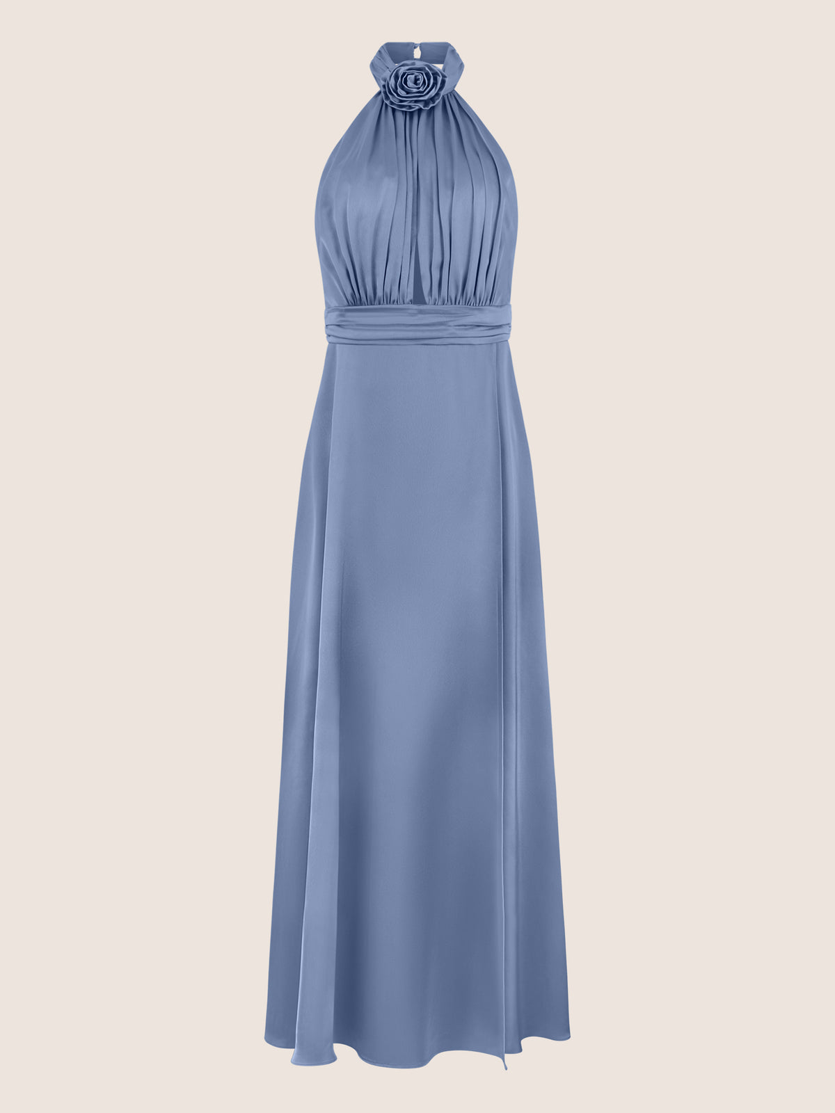 APART Elegantes Satin-Maxikleid mit Rosendetail | rauchblau