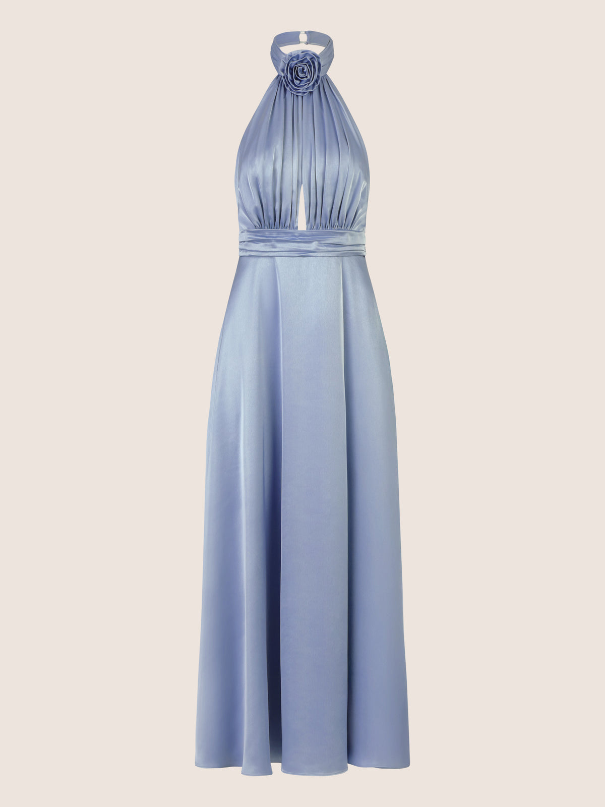APART Elegantes Satin-Maxikleid mit Rosendetail | rauchblau
