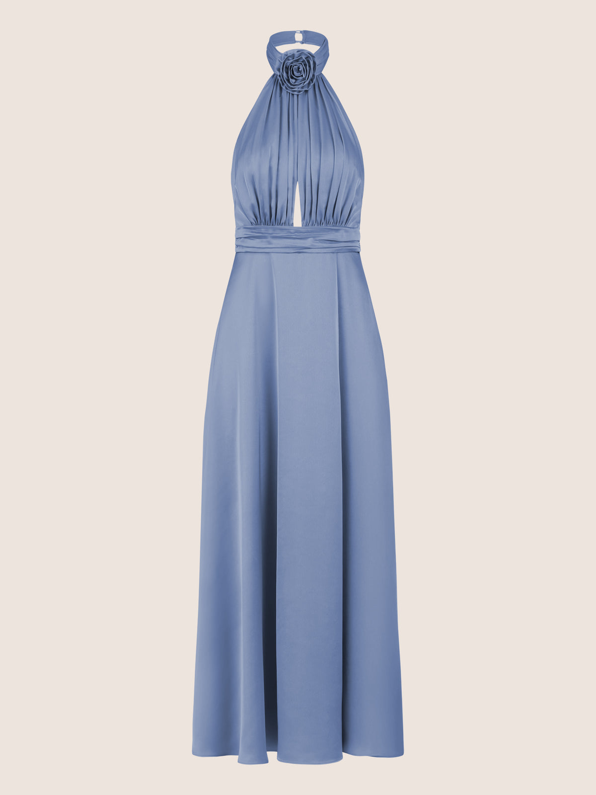 APART Elegantes Satin-Maxikleid mit Rosendetail | rauchblau