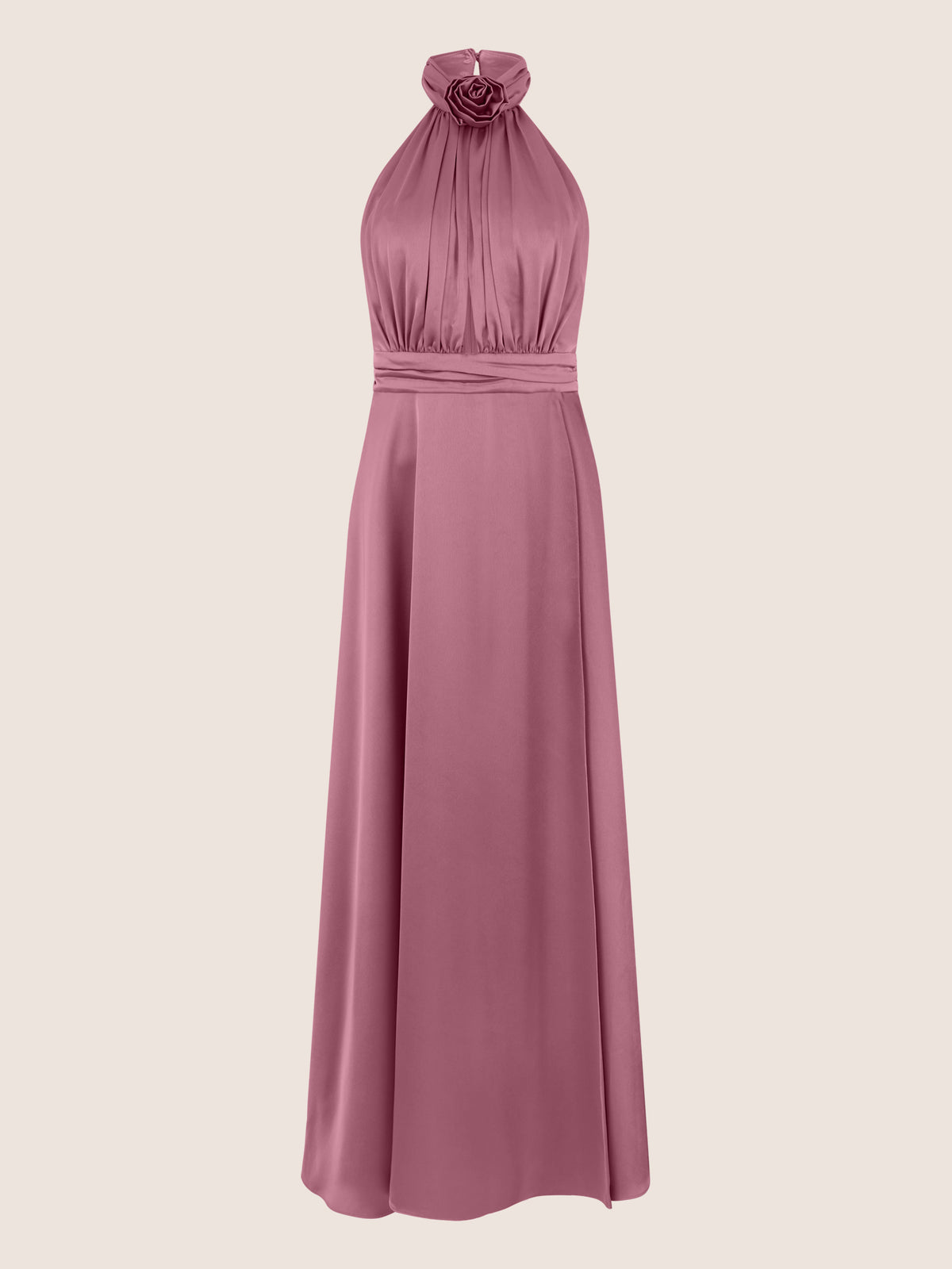 APART Elegantes Satin-Maxikleid mit Rosendetail | rosé