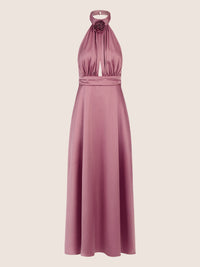 APART Elegantes Satin-Maxikleid mit Rosendetail | rosé