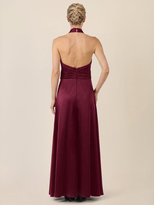 APART Elegantes Satin-Maxikleid mit Rosendetail | weinrot image 1