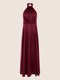 APART Elegantes Satin-Maxikleid mit Rosendetail | weinrot