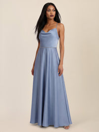APART Abendkleid mit Glitzerträgern | rauchblau