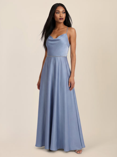 APART Abendkleid mit Glitzerträgern | rauchblau image 1