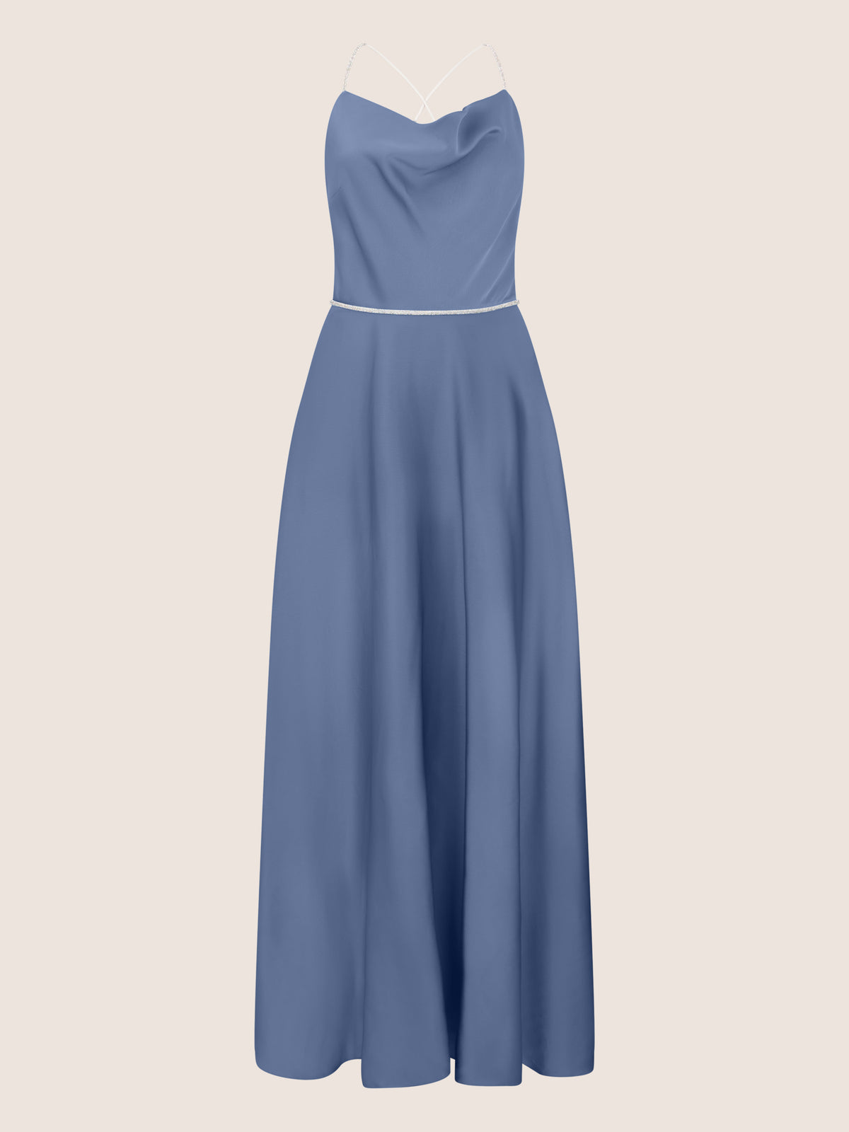 APART Abendkleid mit Glitzerträgern | rauchblau