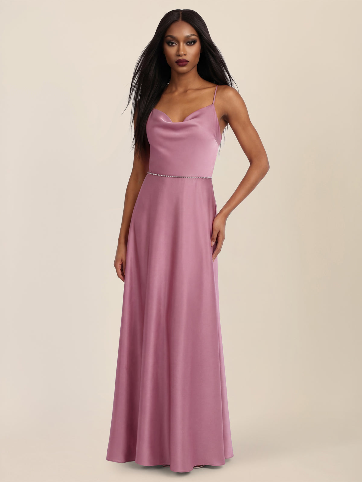 APART Abendkleid mit Glitzerträgern | rosé