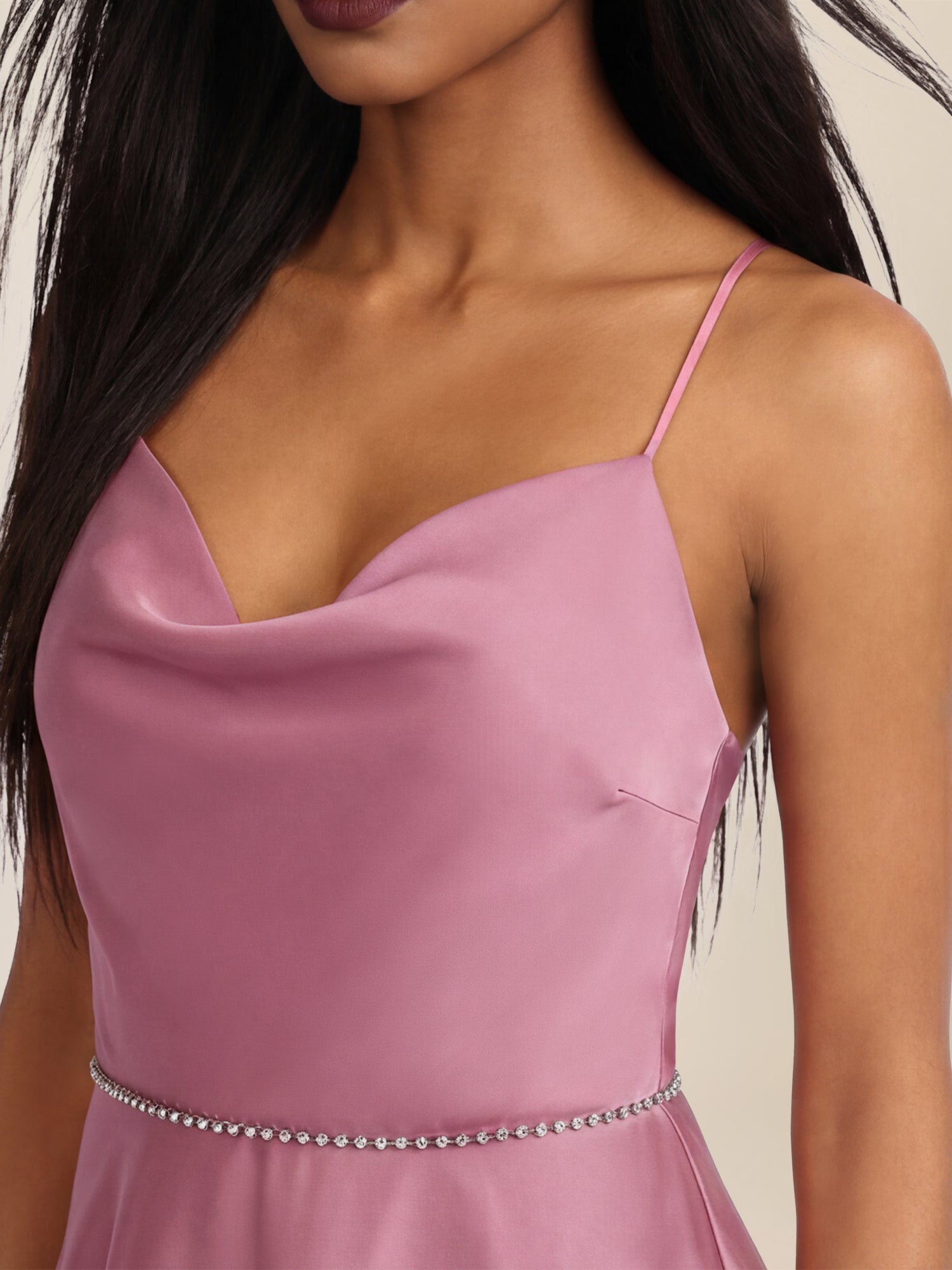 APART Abendkleid mit Glitzerträgern | rosé