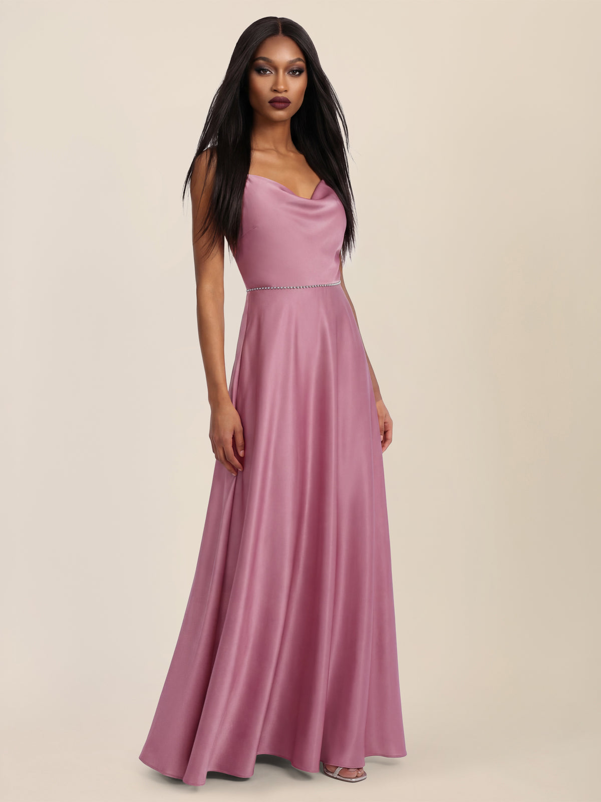 APART Abendkleid mit Glitzerträgern | rosé