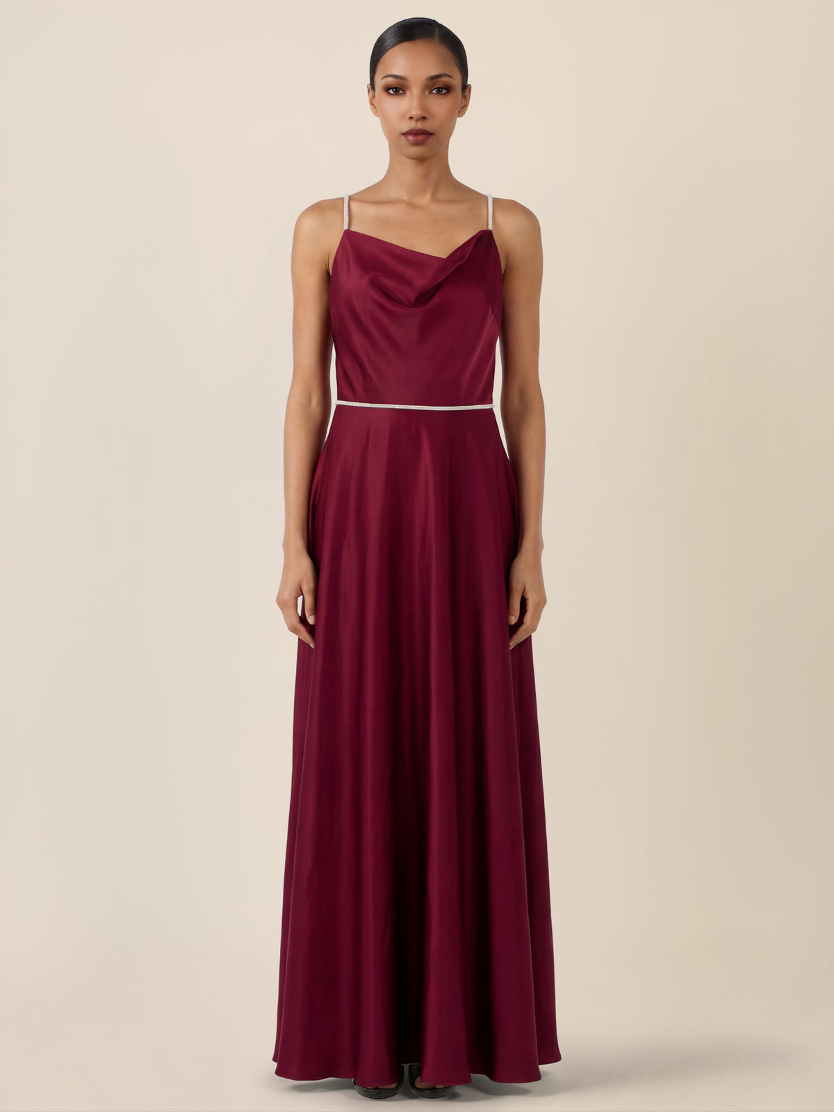 APART Abendkleid mit Glitzerträgern | weinrot