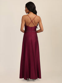 APART Abendkleid mit Glitzerträgern | weinrot