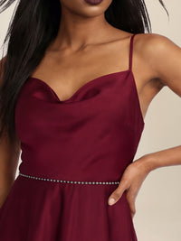 APART Abendkleid mit Glitzerträgern | weinrot