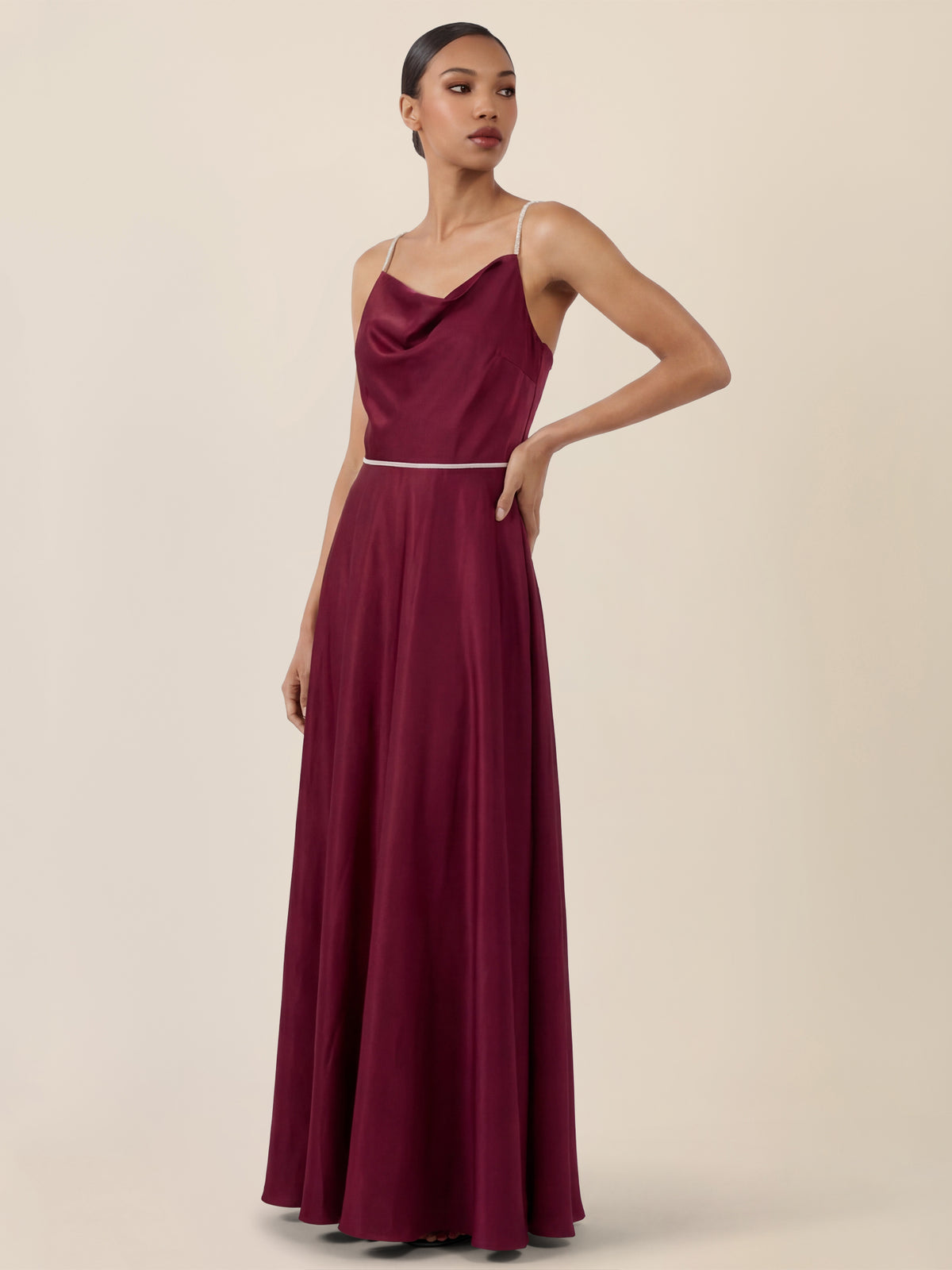 APART Abendkleid mit Glitzerträgern | weinrot