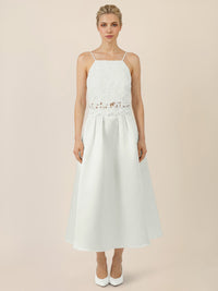 APART Satinkleid mit A-Linienrock und Spaghettiträgern | creme