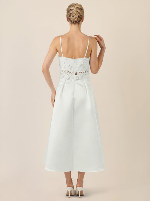 APART Satinkleid mit A-Linienrock und Spaghettiträgern | creme image 1