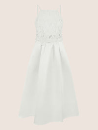 APART Satinkleid mit A-Linienrock und Spaghettiträgern | creme