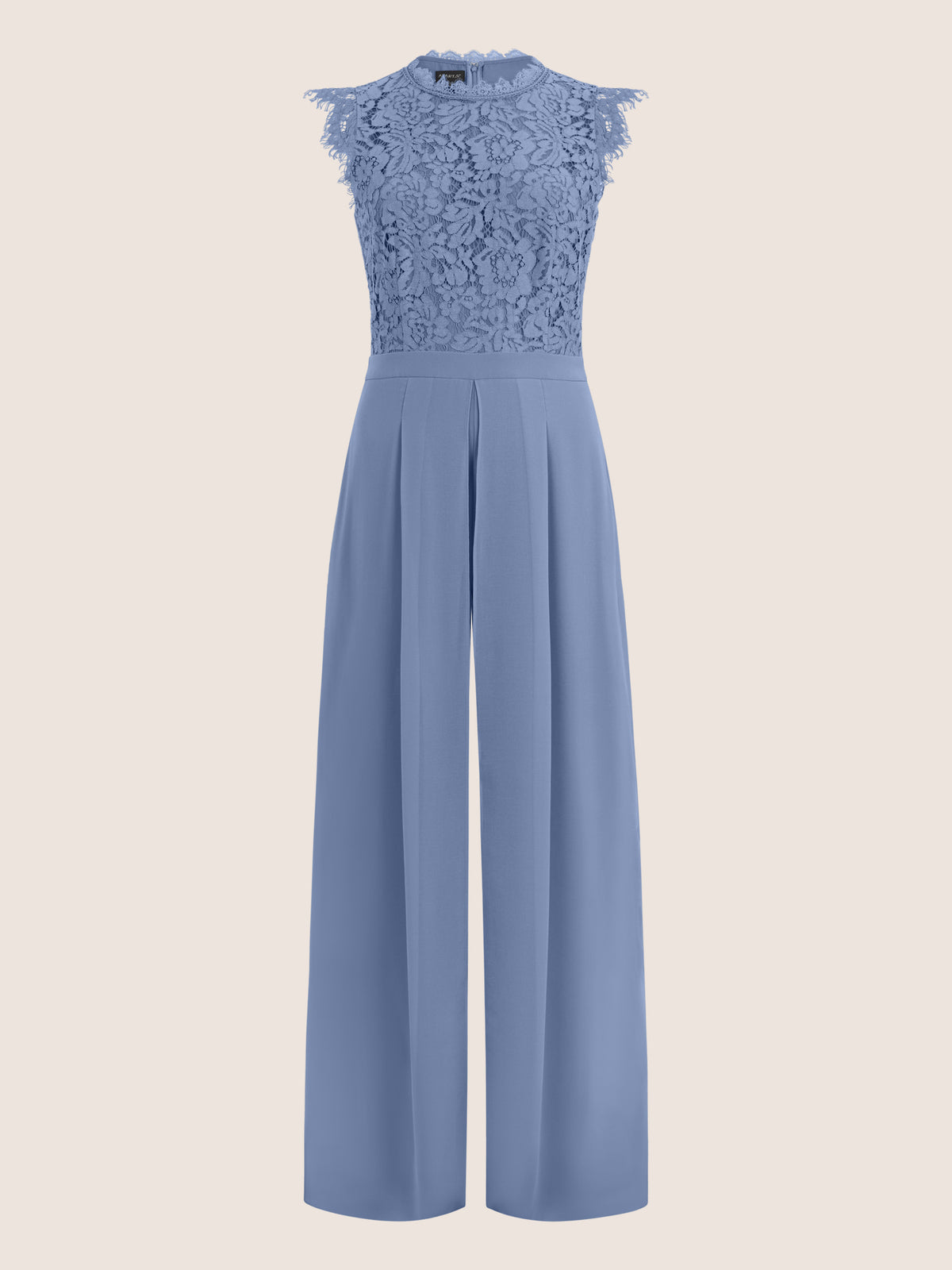 APART Abendoverall mit Spitzentop und weitem Bein | rauchblau