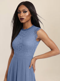 APART Abendoverall mit Spitzentop und weitem Bein | rauchblau