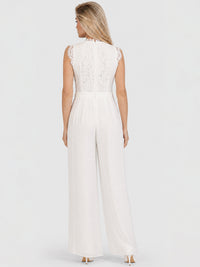 APART Abendoverall mit Spitzentop und weitem Bein | creme