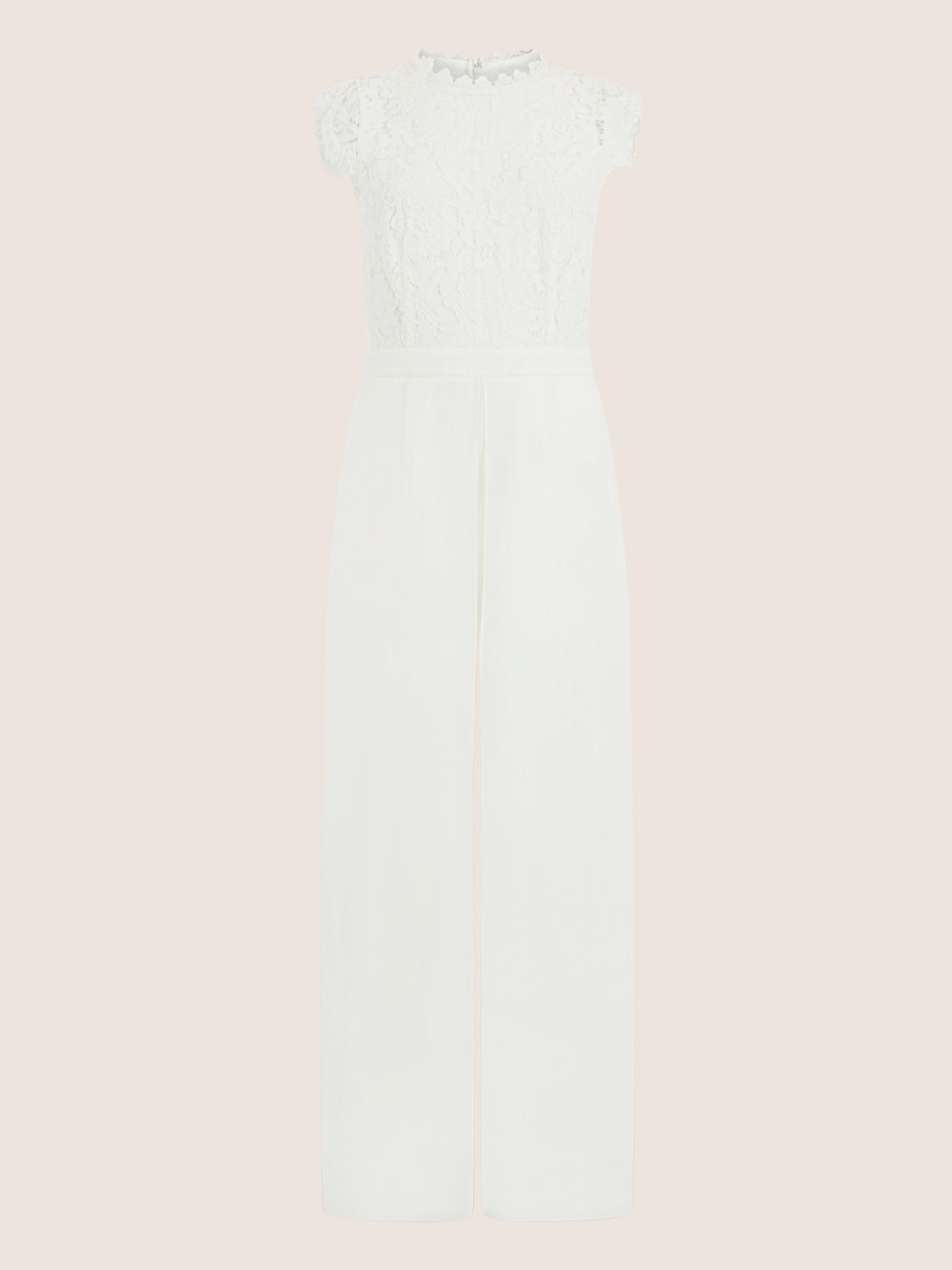 APART Abendoverall mit Spitzentop und weitem Bein | creme