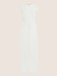 APART Abendoverall mit Spitzentop und weitem Bein | creme
