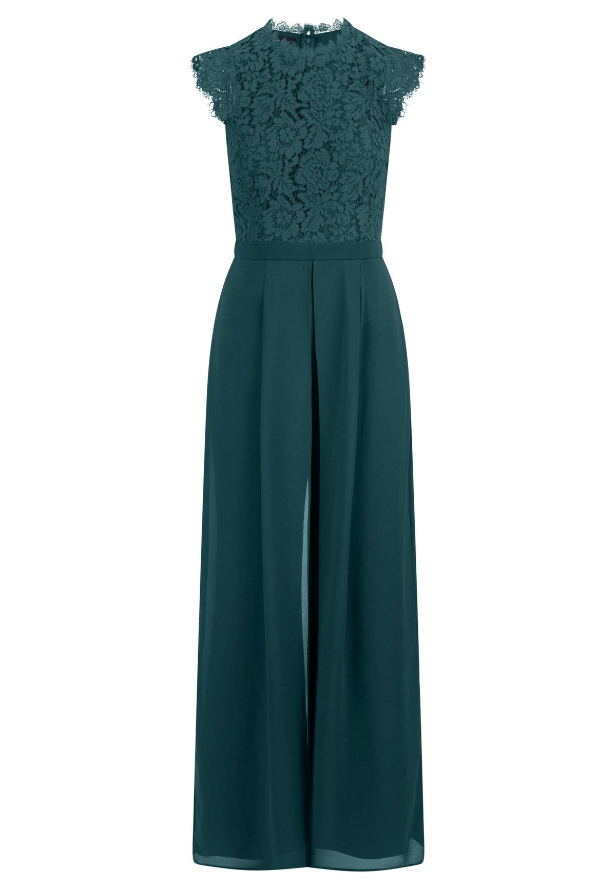 APART Abendoverall mit Spitzentop und weitem Bein | emerald
