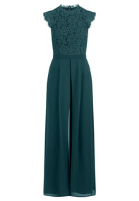 APART Abendoverall mit Spitzentop und weitem Bein | emerald