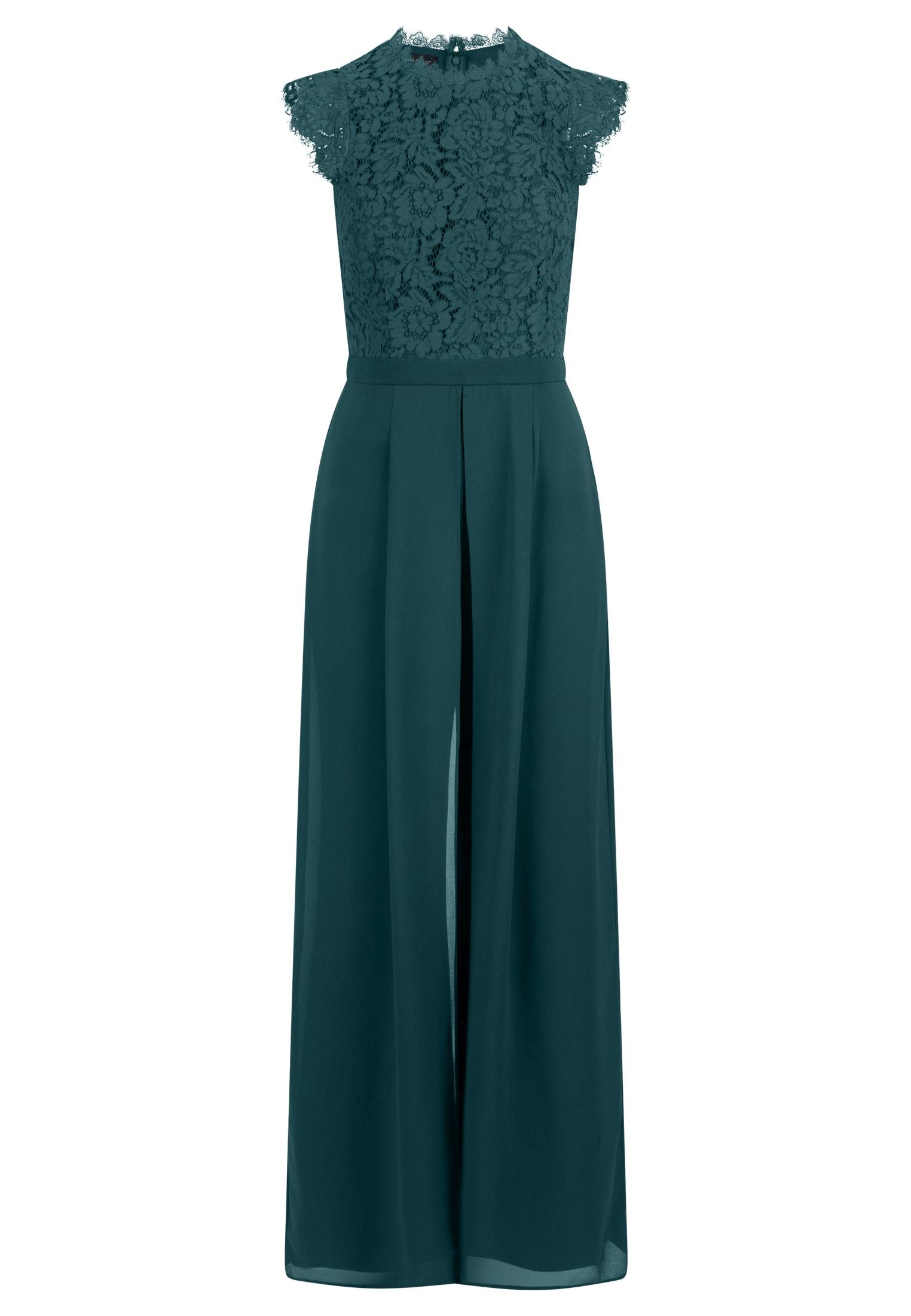 APART Abendoverall mit Spitzentop und weitem Bein | emerald