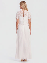APART Elegantes Maxikleid mit Spitzenoberteil und Plisseerock | creme