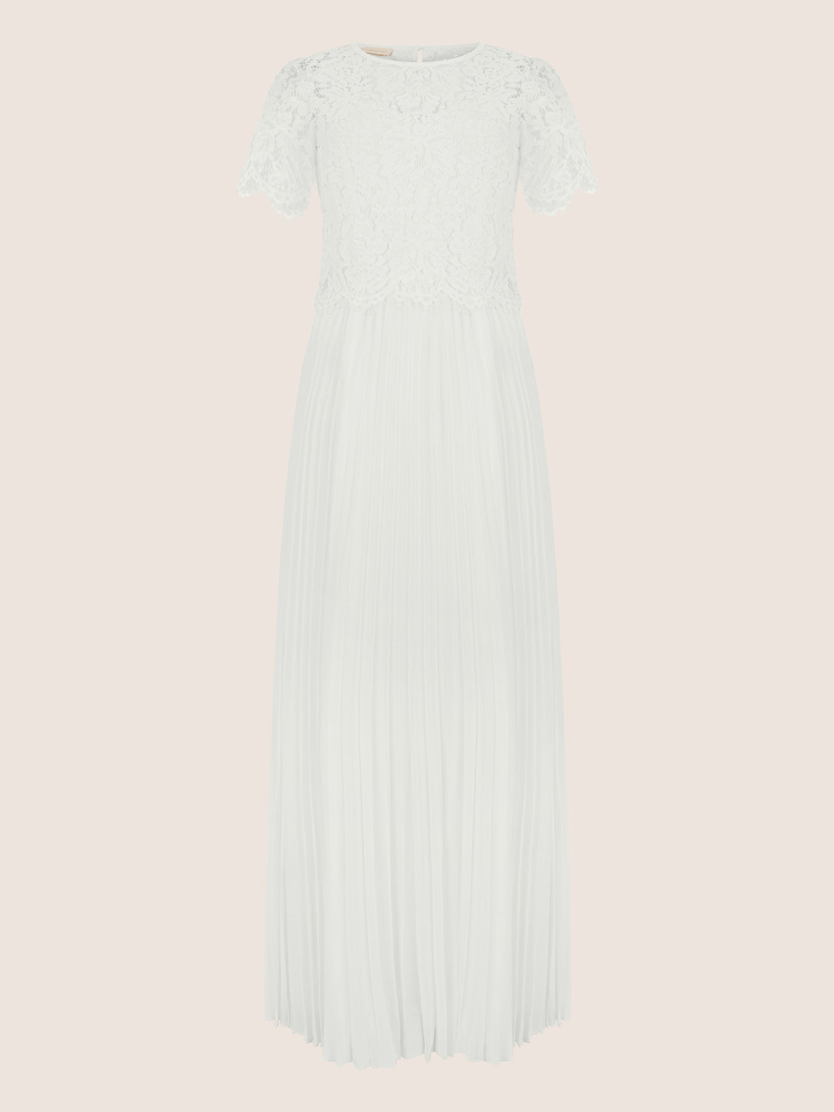 APART Elegantes Maxikleid mit Spitzenoberteil und Plisseerock | creme