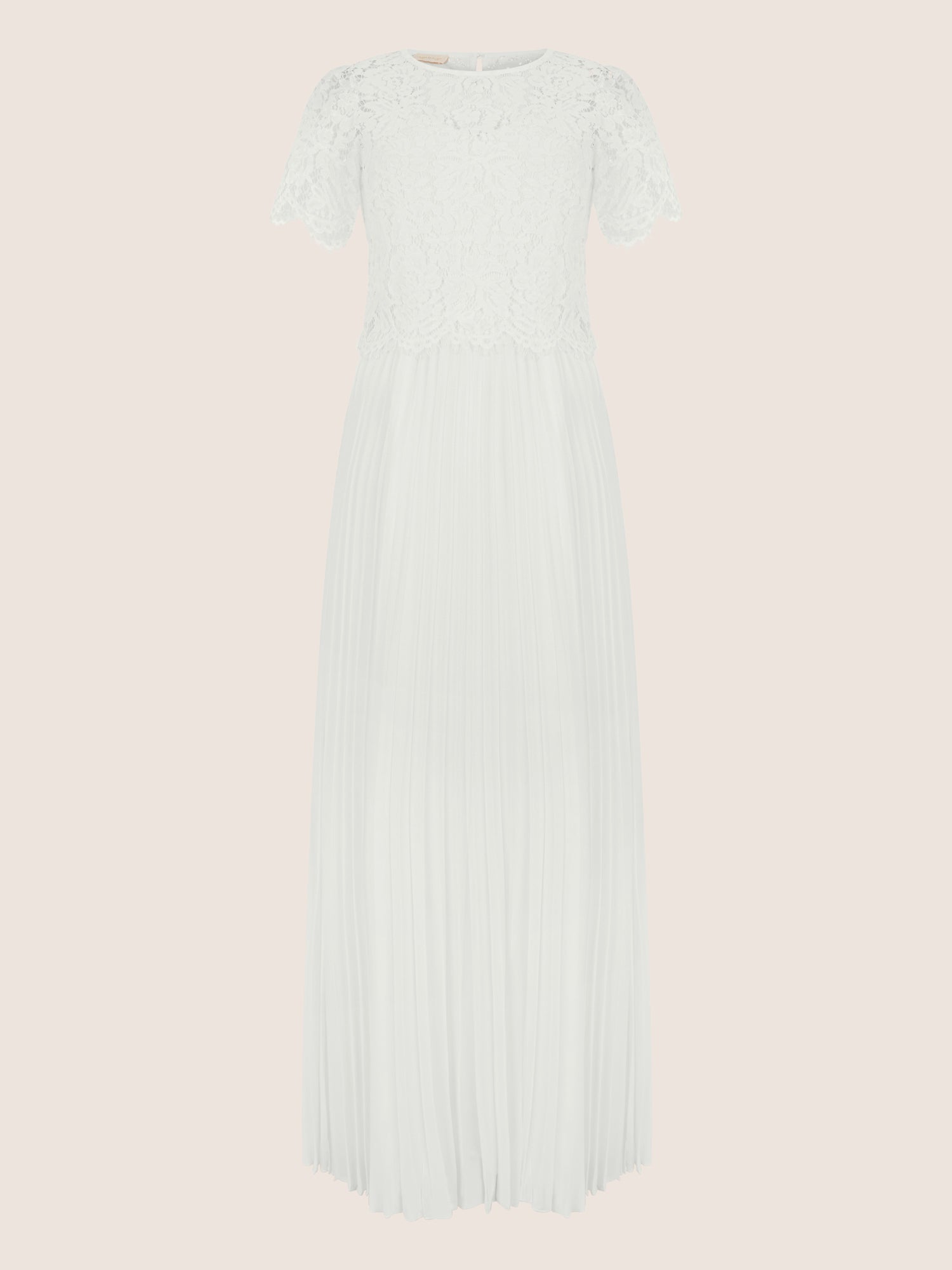 APART Elegantes Maxikleid mit Spitzenoberteil und Plisseerock | creme