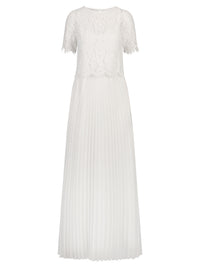 APART Elegantes Maxikleid mit Spitzenoberteil und Plisseerock | creme