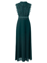 APART Maxikleid mit Häkelspitze und Stehkragen | emerald