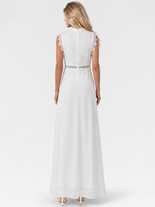 APART Maxikleid mit Häkelspitze und Stehkragen | creme image 1