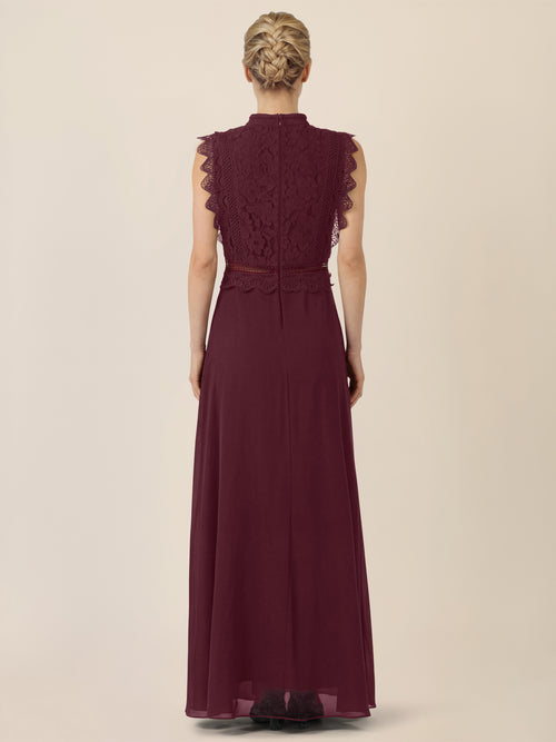 APART Maxikleid mit Häkelspitze und Stehkragen | weinrot image 1