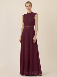 APART Maxikleid mit Häkelspitze und Stehkragen | weinrot