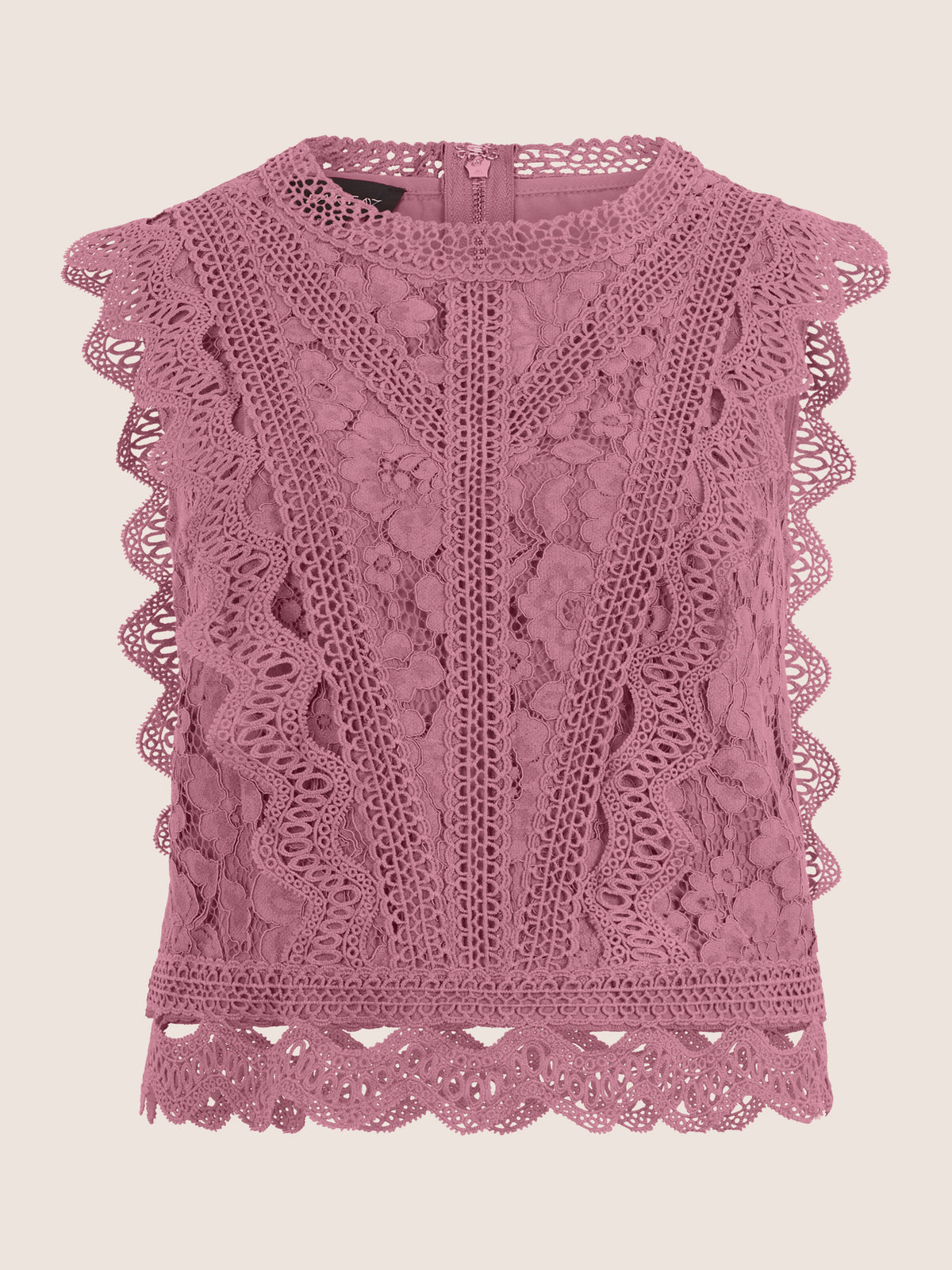 APART Spitzentop mit Rüschen und Häkeldetails | rosé