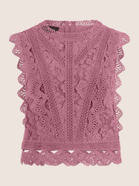 APART Spitzentop mit Rüschen und Häkeldetails | rosé