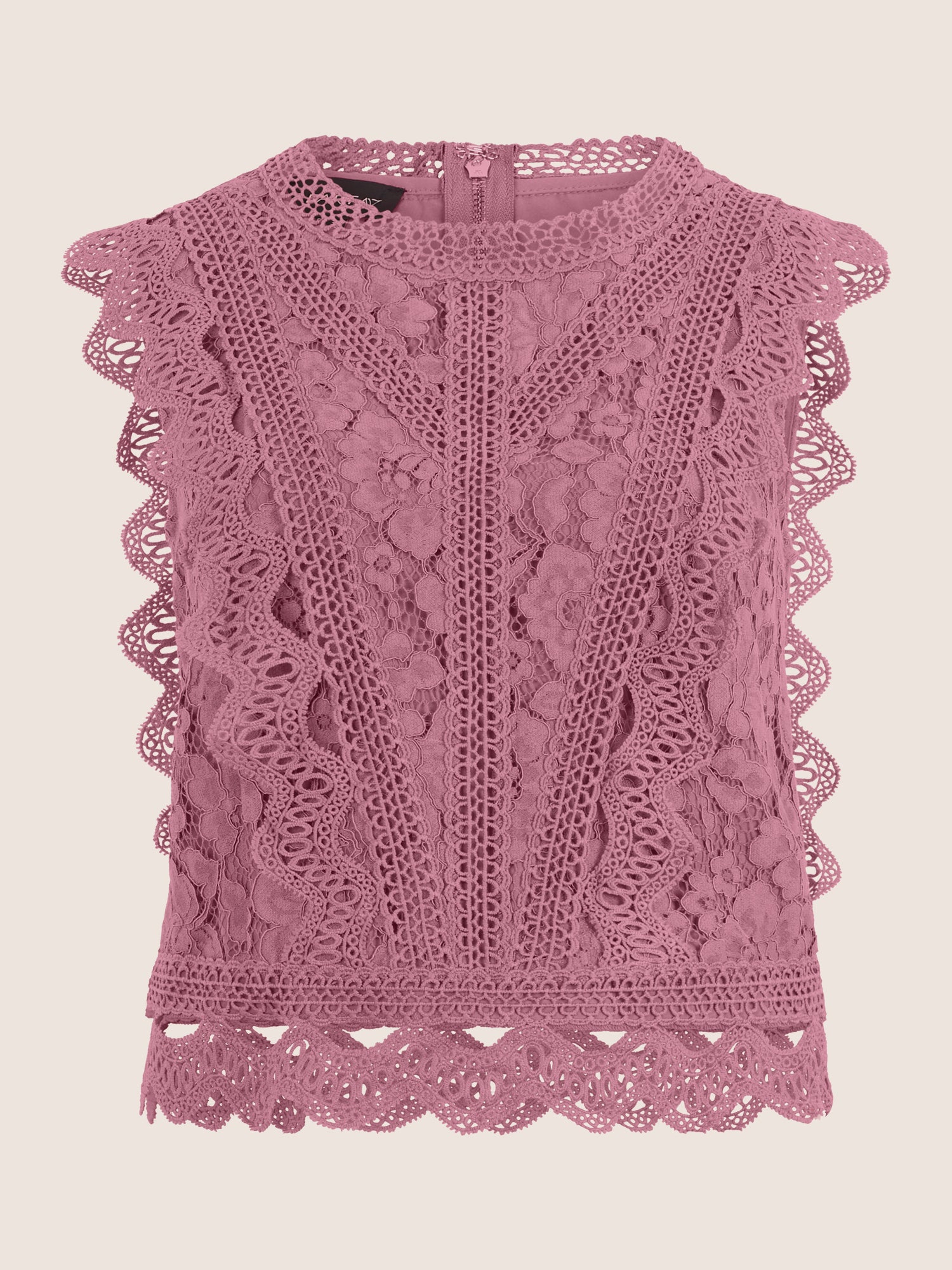 APART Spitzentop mit Rüschen und Häkeldetails | rosé