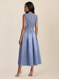 APART Spitzentop mit Rüschen und Häkeldetails | rauchblau