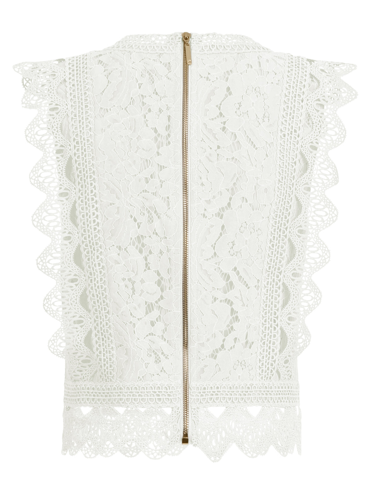 APART Spitzentop mit Rüschen und Häkeldetails | creme
