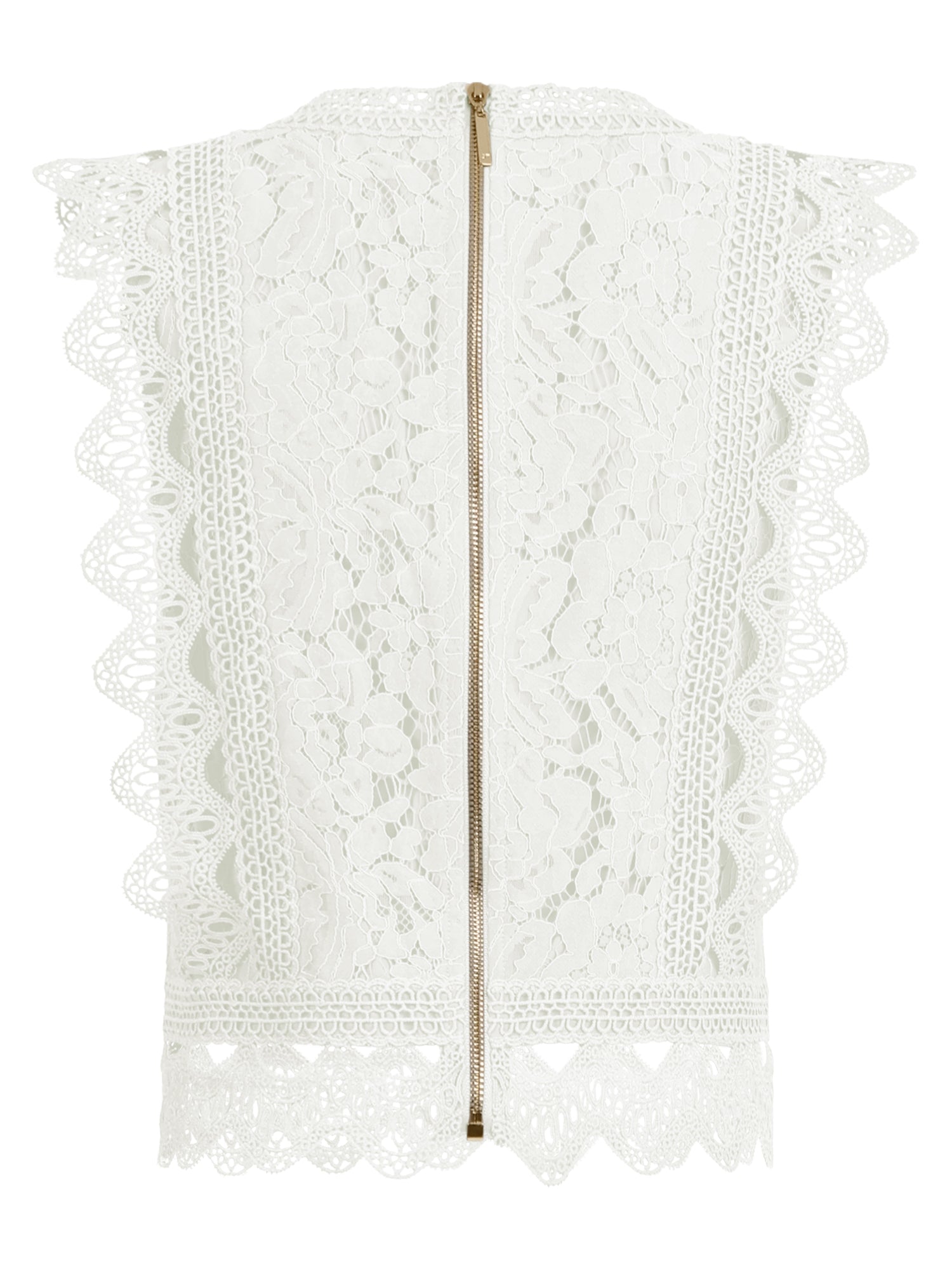 APART Spitzentop mit Rüschen und Häkeldetails | creme